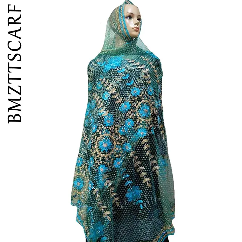 

Fashionable African Women Scarfs Small Flower Embroidery Lovely Design Net Scarf Breathe and Soft Scarf Shawls Pashmina BM806