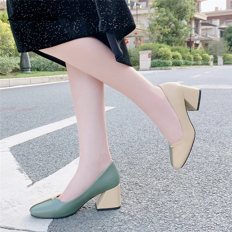 Туфли-лодочки женские на толстом высоком каблуке 6 см с ремешком щиколотке | Обувь