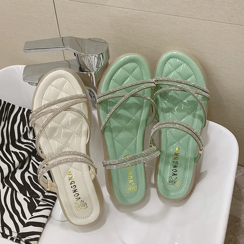 

Low Flat Shoes Female Rubber Slippers Luxury Slides Slipers Women Soft Designer 2021 Basic PU Scandals Slippers Casual Female Sh