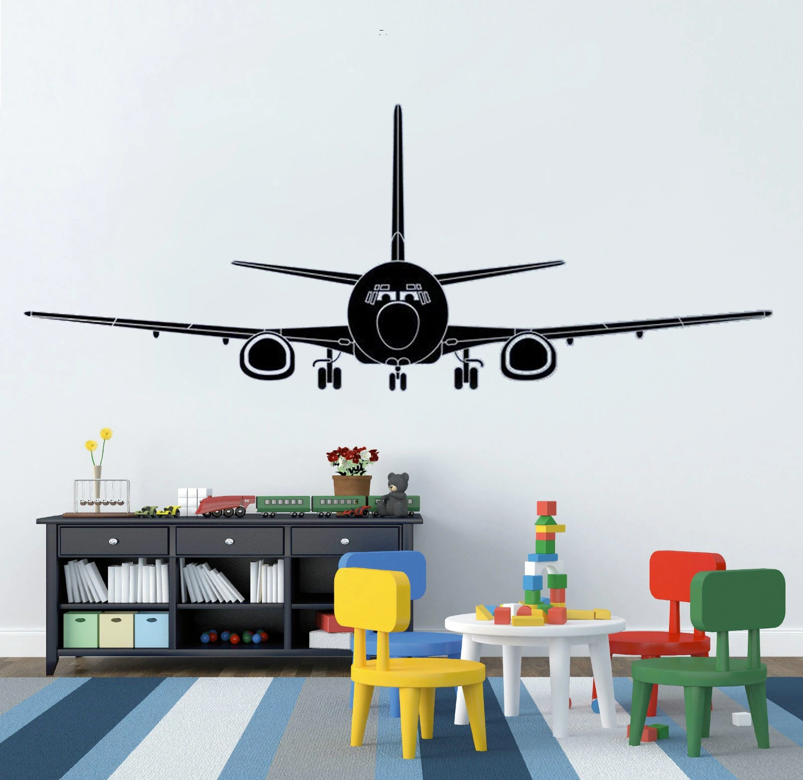 

Фотообои для детской комнаты, самолета с глазами, искусство на стену, Большой Декор, Виниловая наклейка для мальчиков, фотообои HY243