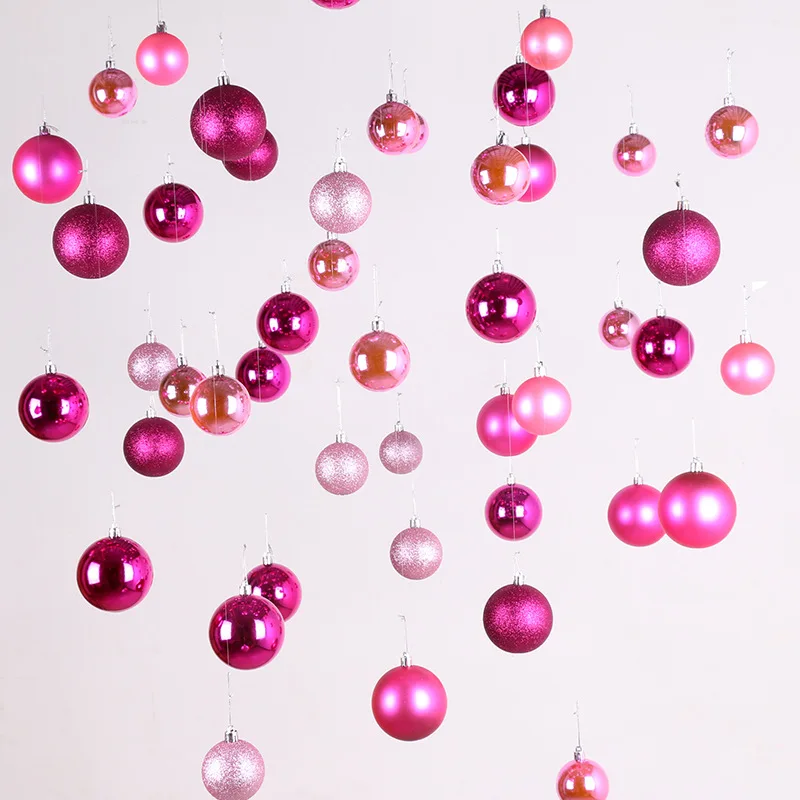 Christmas decorations ceiling ball 8cm red pink frosted light plastic hanging gift box 6cm | Дом и сад