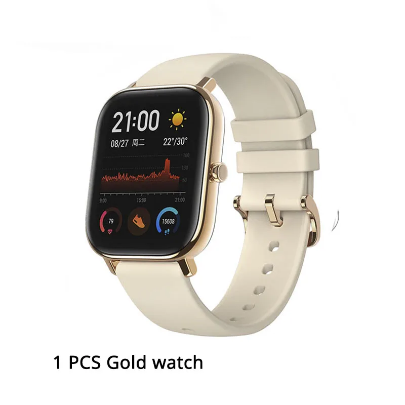 Gold Новая глобальная версия Amazfit GTS Смарт-часы 1,6" AMOLED 5 ATM водонепроницаемый 14 дней Срок службы батареи 12 спортивных режимов Bluetooth часы - Цвет: Gold