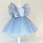Наряды для маленьких принцесс, раздел-платья для девочек для новорожденных 1 год платье для крещения платье на день рождения для малыша и лента с бантом, платье-пачка, бальное платье с блестками для малышей Одежда для детей