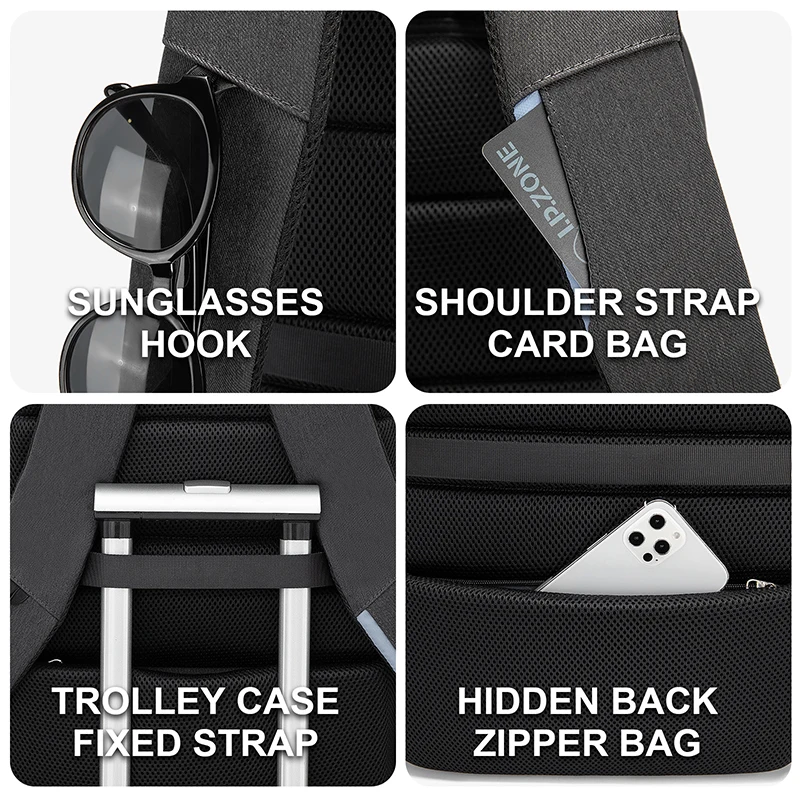 Мужской непромокаемый деловой рюкзак черный дорожный с отделением для ноутбука