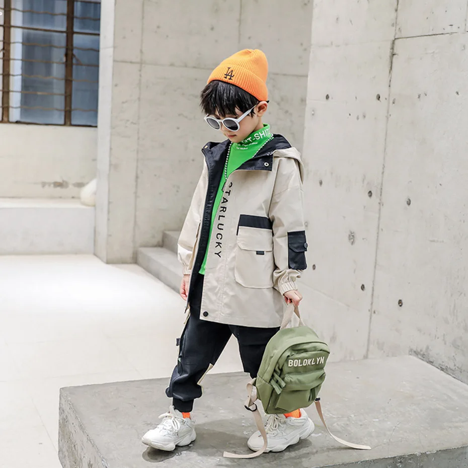 Детская куртка ветровки в стиле пэчворк для мальчиков Повседневные детские