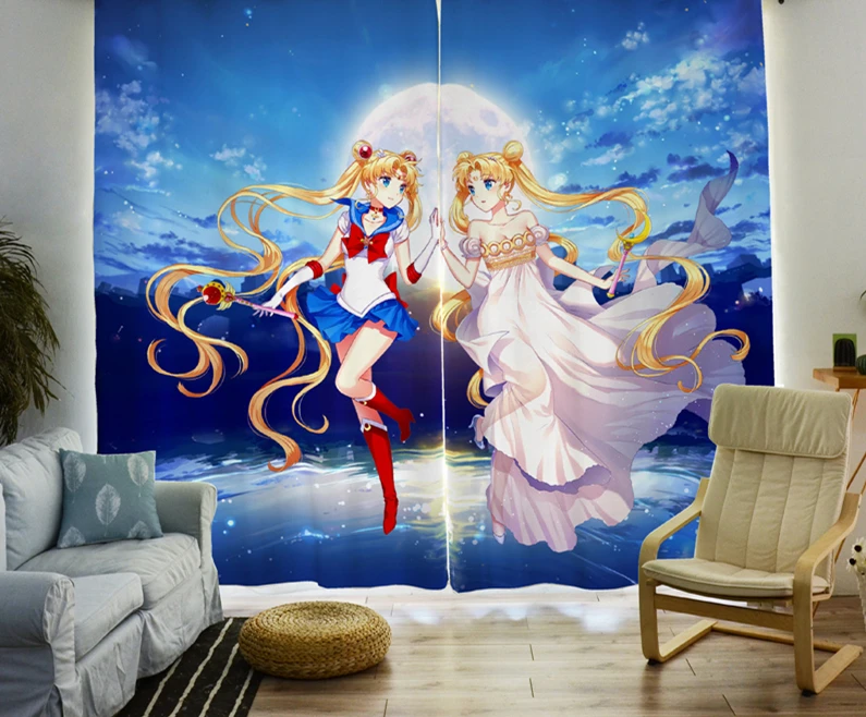 Занавески на окна с рисунком аниме 2 панели в комплекте занавески из ткани