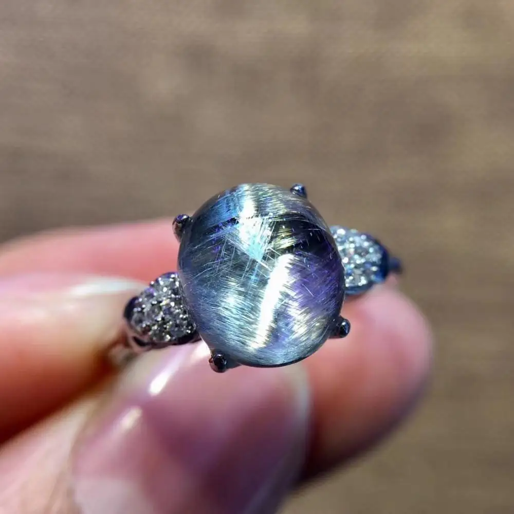 Регулируемое кольцо из натурального брукита Платинового серебра