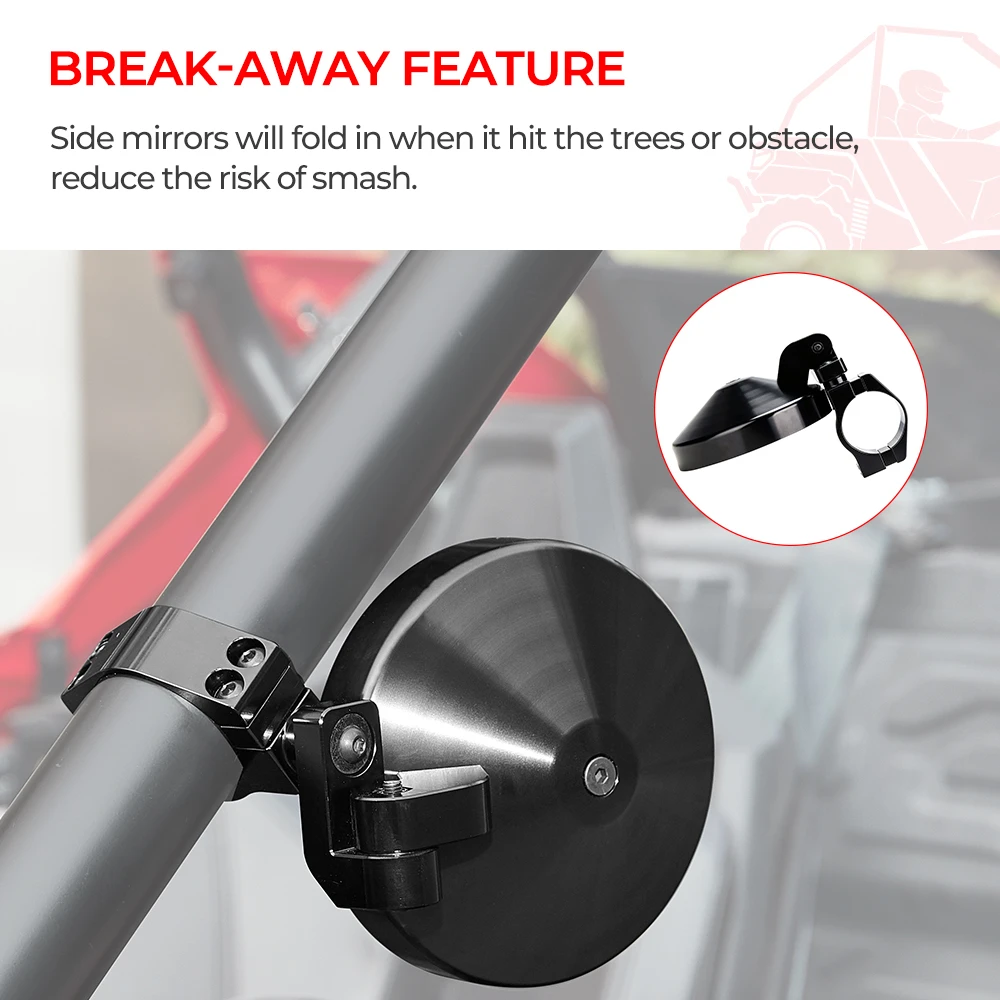 Боковые зеркала UTV 1 75 дюйма 2 алюминиевый сплав для Polaris Ranger RZR Can Am Maverick Commander Kawasaki