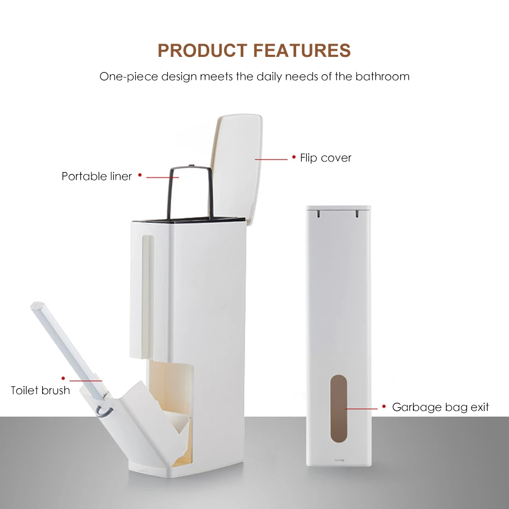 

Narrow Trash Can Toilet Brush Set Bathroom Plastic Waste Bin Dustbin Kitchen Garbage Bucket Trash Bin Household Cleaning Tools