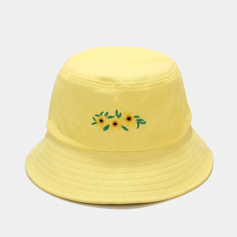 Панама с вышитыми цветами женская в японском стиле шапка рыбака летняя модная |