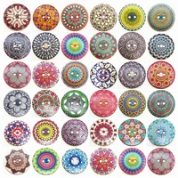 1020pcspack mixed random flower painting vintage round 2 holes wood wooden buttons for sewing crafting 50mm big for diy sewing