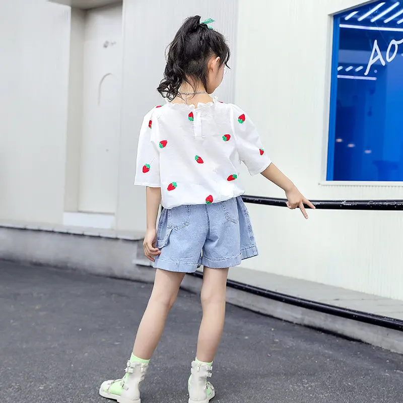 Детская одежда для девочек комплект с укороченным топом летний винтажный буф