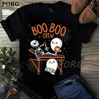 Boo Crew призрак доктор Скелет забавный подарок на Хэллоуин футболка для женщин, одежда для девушек Одежда для девочек футболки для девочек топы, футболки женские