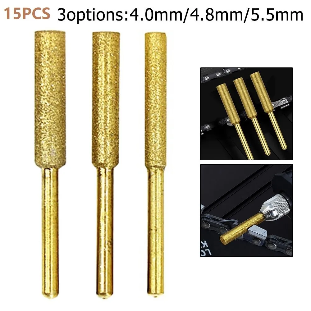 

15Pcs 4/4.8/5.5mm Diamond Chainsaw Sharpener Burr Grinder Chain Saw Drill Sharpener For Electric Saw Sharpeners