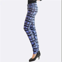 2019 autumn cotton straight red plaid womens pants full length casual mid waist trousers for women
