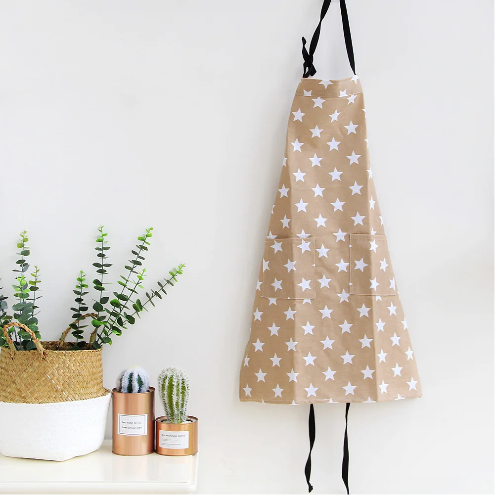 

Adjustable Aprons Five-pointed Star Print Apron Cooking Baking Barbecue Anti Oil Apron Home Cleaning Aprons Kitchen Tools
