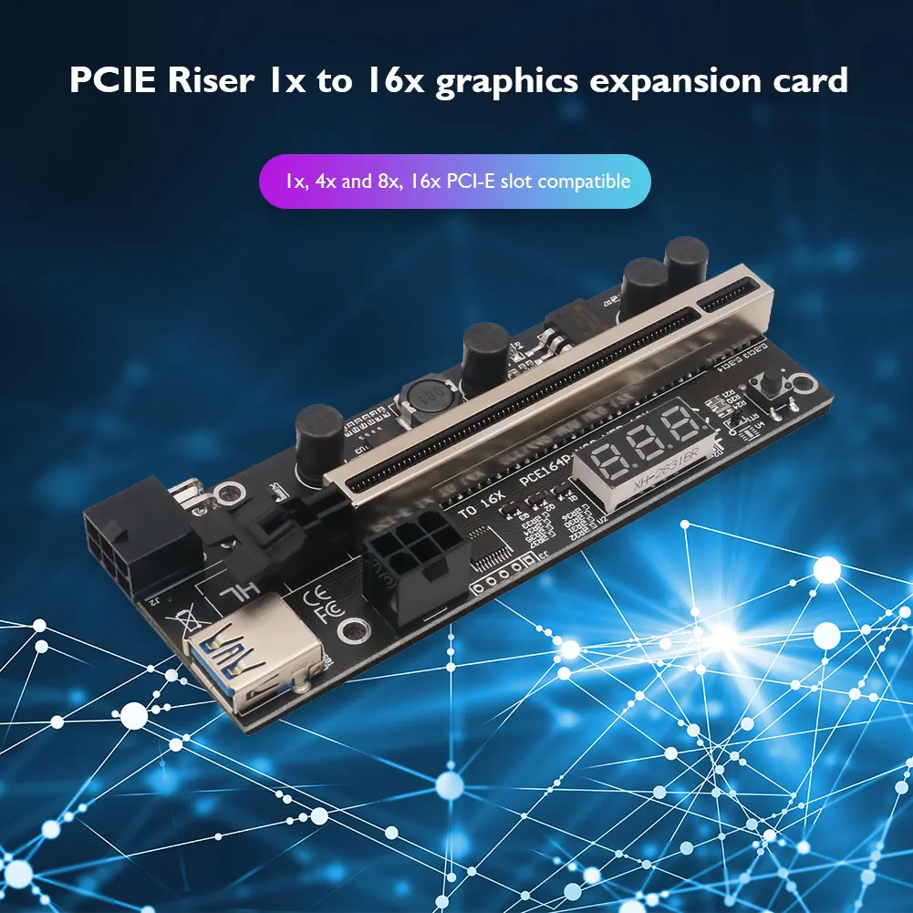 

PCI-E 1X to 16X Riser Extender Graphics Card PCI Express Extension Adapter with Temperature Sensor for GPU BTC Bitcoin Mining Mi