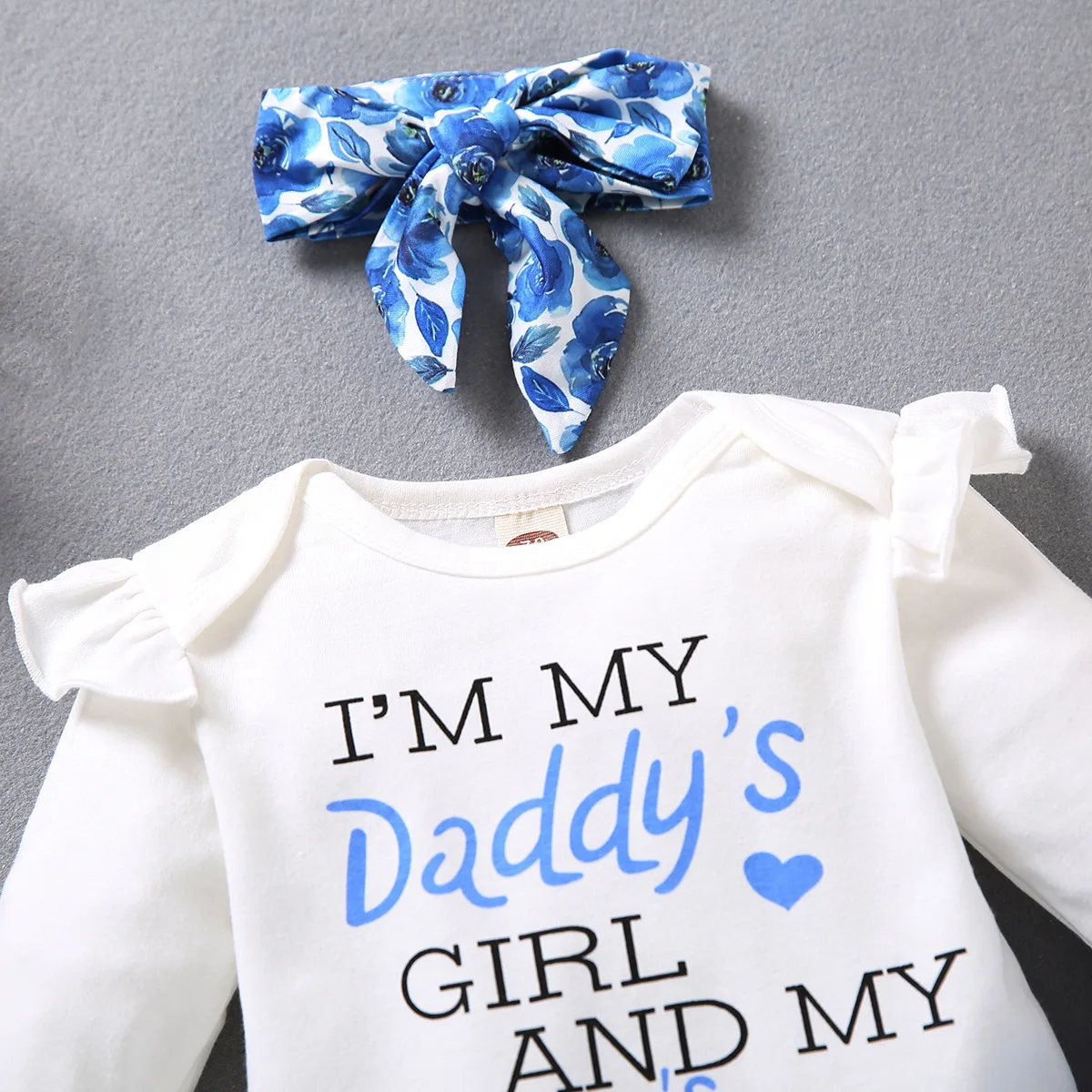 

New Newborn Girls Outfits Clothes 3Pcs Cute Romper Bodysuit + Flower Print Trousers Set Spring Autumn Baby Baby Clothing 9-36M