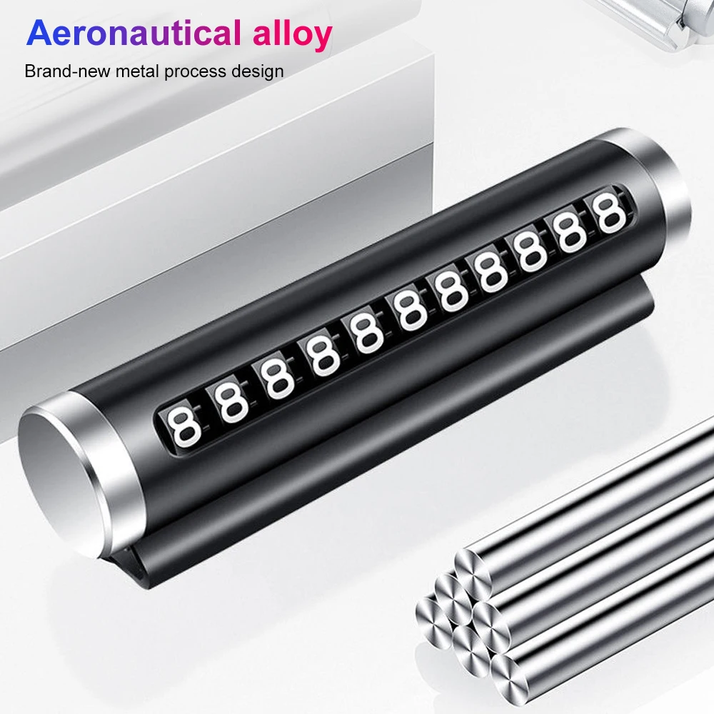 

Universal Car Rotate Phone Number Plate Temporary Parking Card Aluminum Stickers Park Stop in Car-styling Goods Auto Accessories
