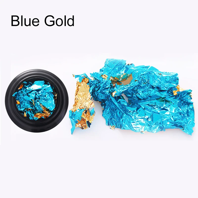 blue gold 0,7 г цветная фольга, бумага для ногтей, блестящая пудра, неровная блестка, хлопья для ногтей, блестки, украшение для ногтей, Гель-лак, маникюр - Цвет: blue gold