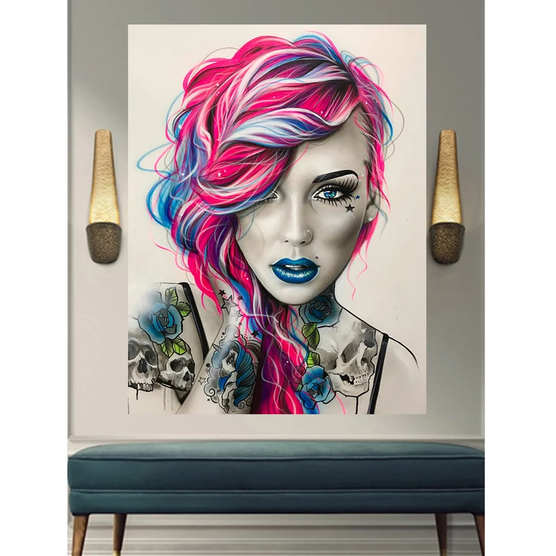 5D DIY роспись бриллиантами "Череп женщины" полный квадратный и круглый вышивка крестом, красный беспорядочный портрет, стена декорации.