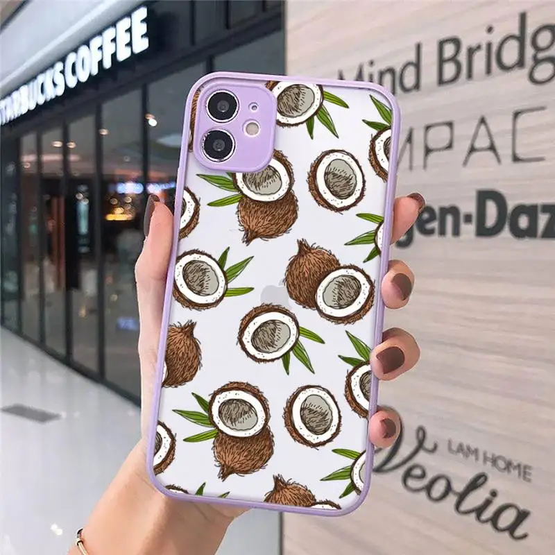 

Summer beach fruit coconut Phone Cases matte transparent For iphone 7 8 11 12 plus mini x xs xr pro max cover