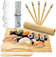 bamboo sushi cooking tool set diy riceroller sushi maker set 1 bazooka 2 sushi mat 1 rice shaker 1 paddy paddle 5 chopsticks