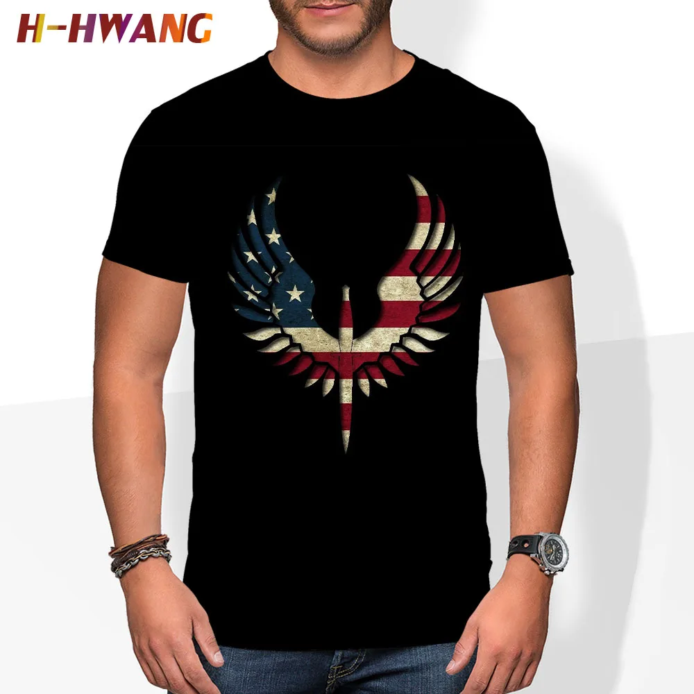 

England Style Fancy 3D Tshirt Short Sleeve T-shirt Eagle Design Bottom T Shirts Print Summer Rhinestone Men's Fashion Solid 2021