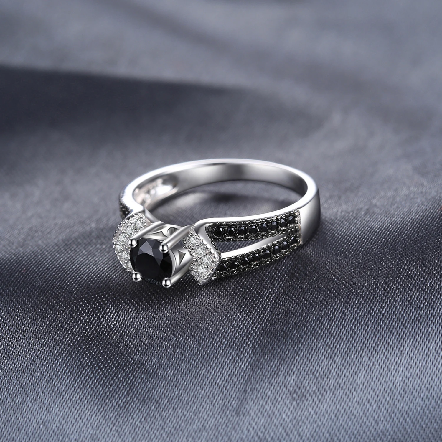 Jewelrypalace элегантный 0.8ct естественным черной шпинели Обручальные кольца Кольца для Для женщин из натуральной 925 серебро себе ювелирные изделия