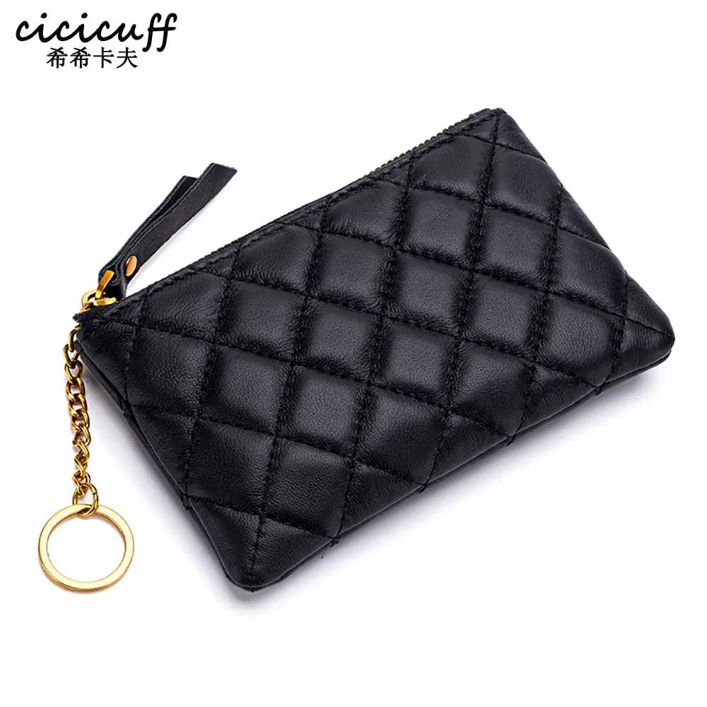 

New Designer Mini Coin Purse Pouch Small Change Wallet Sheepskin Genuine Leather Girls Bags Fashion Brand Key Chain Coin Bag