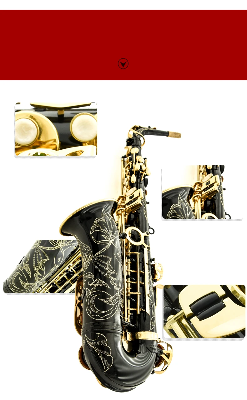 Горячая Распродажа саксофон черный альт латунный гравировальный режим золотой