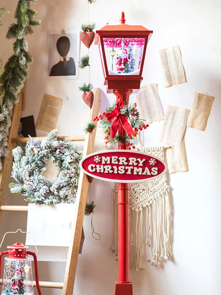 

Рождественский Электрический уличный светильник с музыкой по снегу, железный уличный светильник, уличные Ландшафтные украшения, Рождестве...