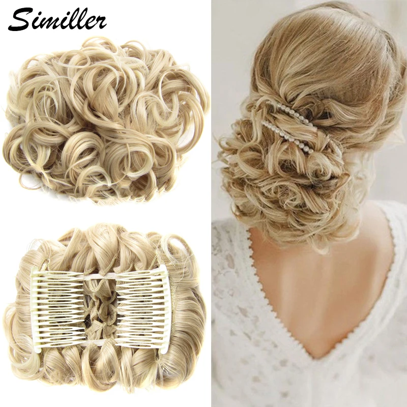 

Similler Short Messy Curly Dish Hair Bun Easy Stretch Hair Combs Clip in Extension Scrunchie Chignon Tray Ponytail Hairpieces