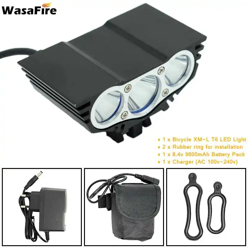 WasaFire 3 * T6 светодиодный велосипедный передний светильник 18650 лм головной Головной