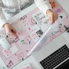 Милый коврик для мыши из искусственной кожи, Офисный Компьютерный коврик, подушка для ноутбука с мультяшным рисунком, большой коврик для мыши, настольный органайзер с календарем