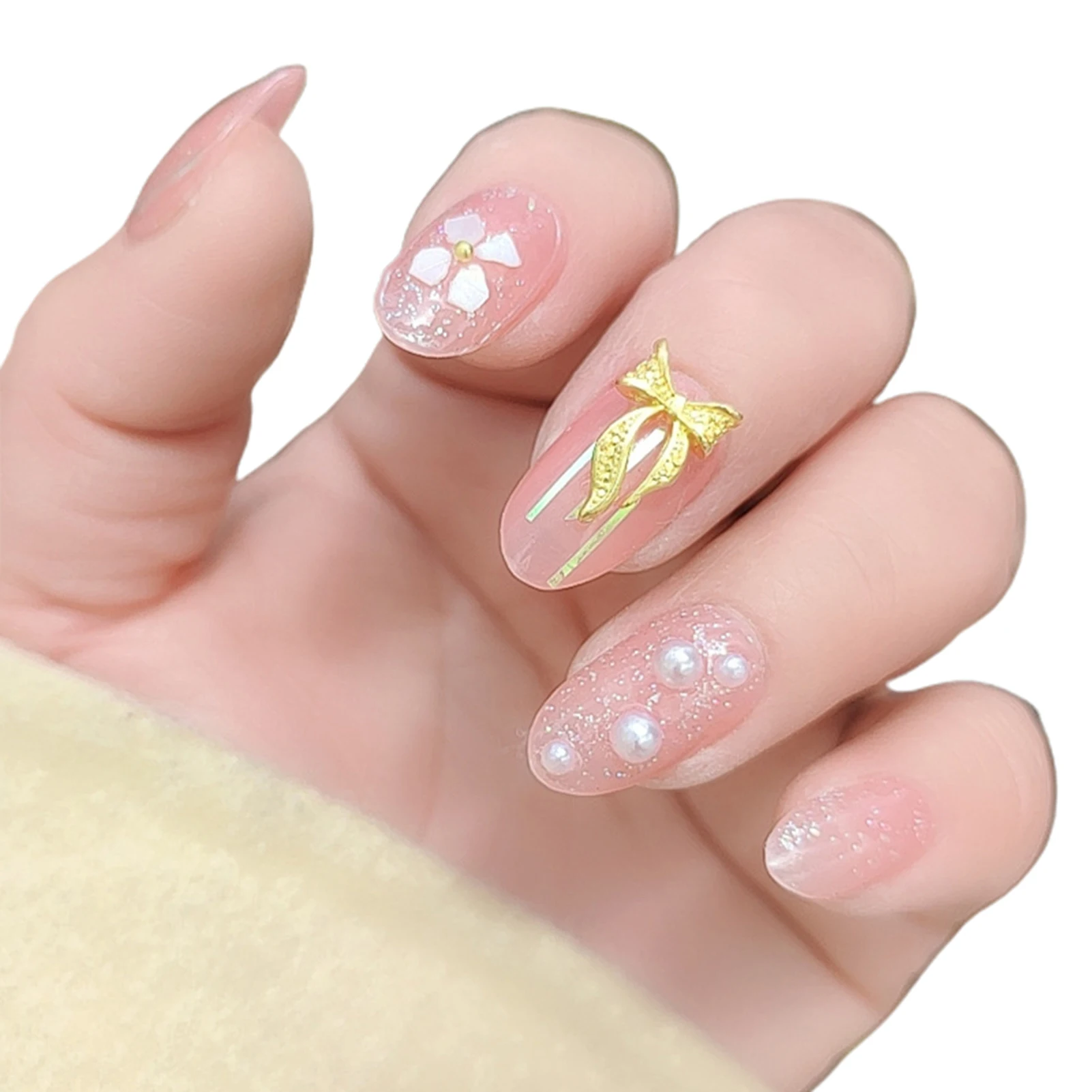 

Newest Nail Patch Glue Japanese Metal Bow Knot Wearing Nail Fake Nail Finished Nail Sticker Portable and Easy to Replace