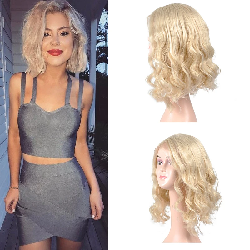 Парики из искусственных волос без шапочки основы короткий волнистые парик