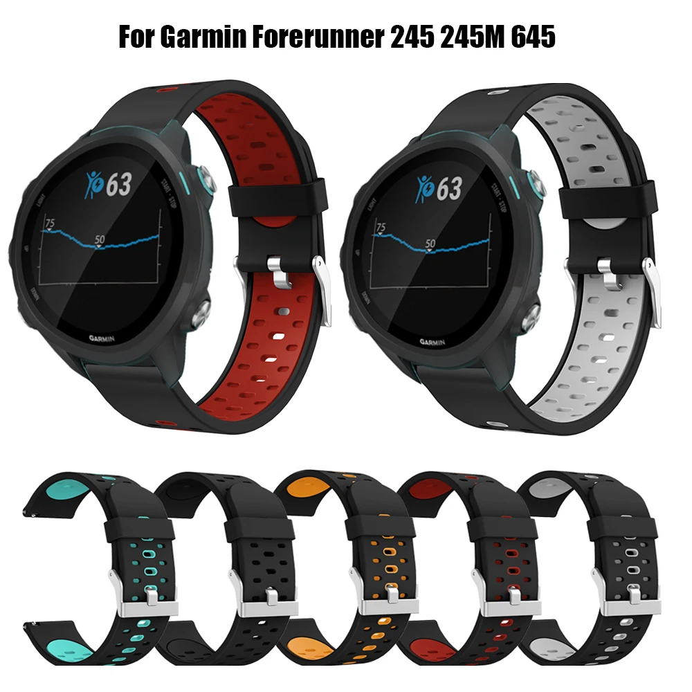 20 мм цветной мягкий силиконовый спортивный ремешок для Garmin Forerunner 245 245M 645 Vivoactive 3