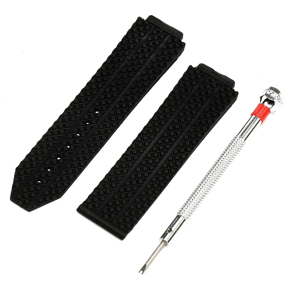 

24mm Rubber Watchband Strap with Screwdriver for HUBLOT Smart Watch Waterproof Wrist Bracelet Strap Replacement for HUBLOT
