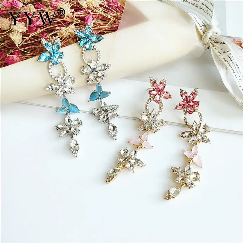 

Long Flower Diamond Stud Earrings Fashion Vintage Earrings All-Match Hot Earrings For Female Daily Wear Or Matching Clothes