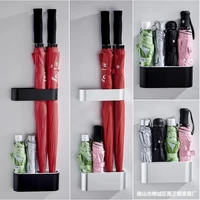 black portable wall mounted umbrella stand rack solid color umbrella storage holder shelf for home office umbrella holder
