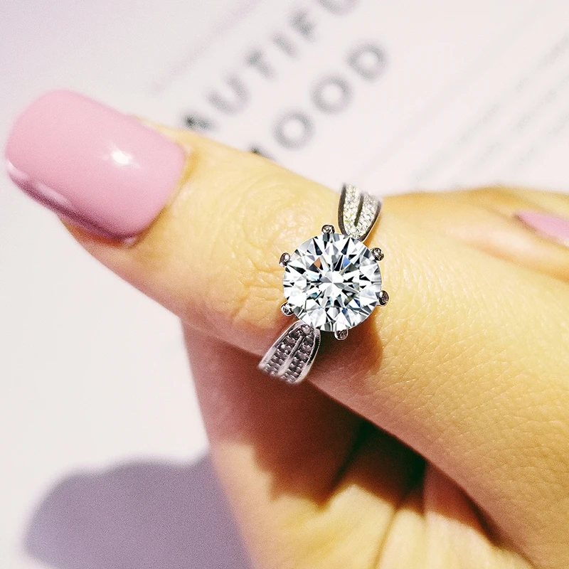 

real silver color designer Rings Round Cut Wedding Rings For Women Fashion Engagement Rings Jewelry personalized R750