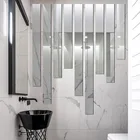 Плоские Декоративные Акриловые 3d зеркальные настенные наклейки, простые линии для гостиной, спальни, геометрический прямоугольник, домашний декор