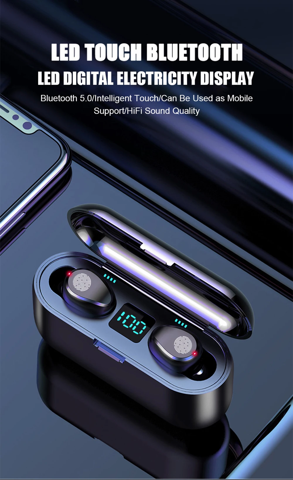 F9 беспроводные наушники Hifi Bluetooth наушники гарнитура спортивные наушники с микрофоном TWS для samsung для Xiaomi телефонов PK G6s