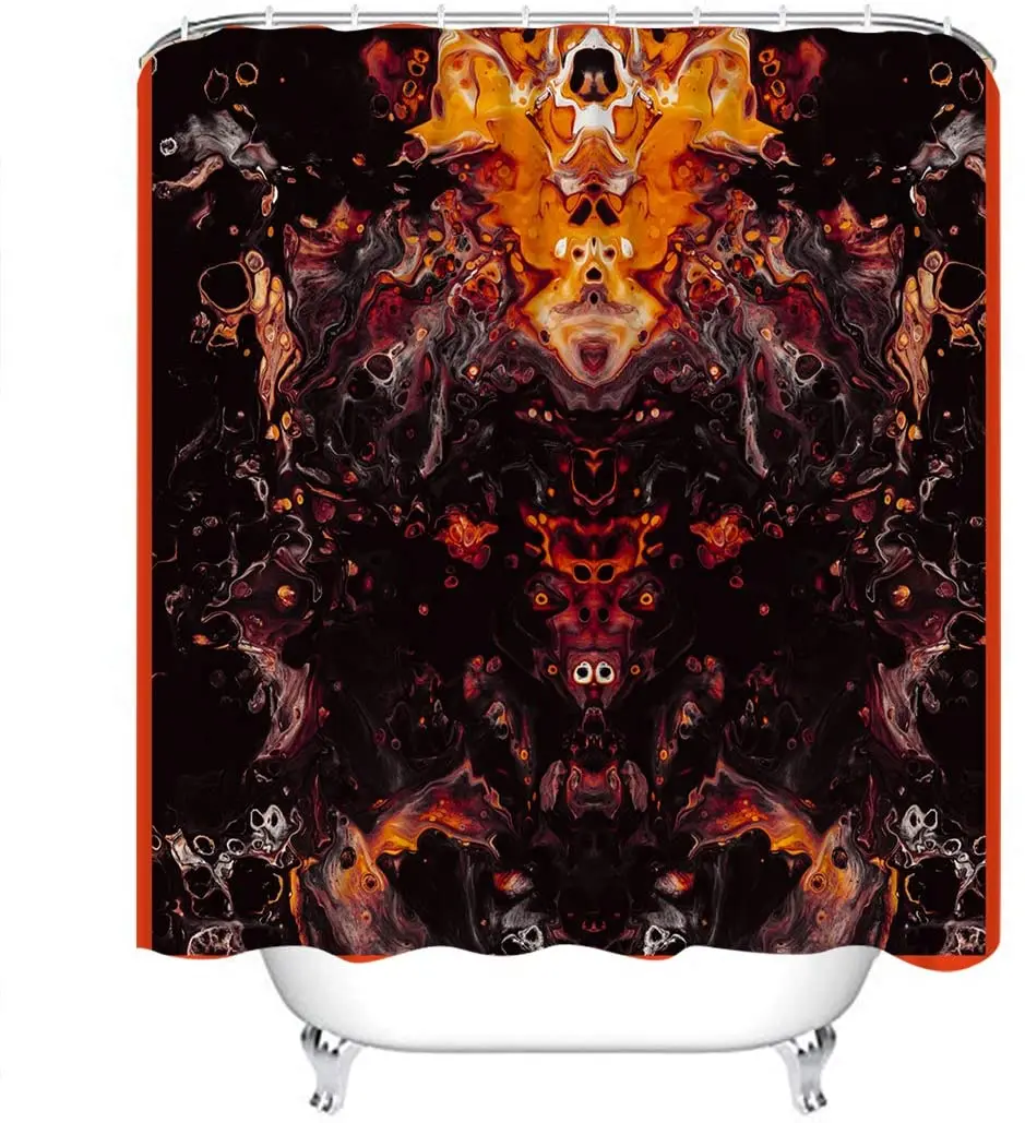 

Abstract Art Vintage Luxury Ink Brush Liquid Decorative Polyester Bath Curtain