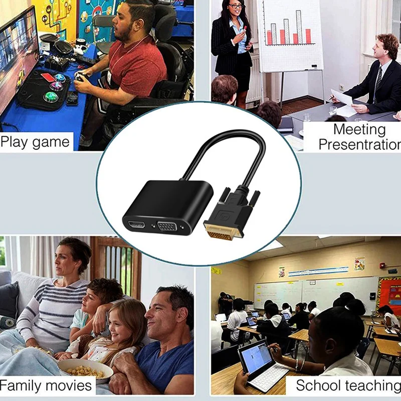 DVI к HDMI + VGA адаптер 2 в 1 конвертер 1080P HD подходит для телевизора проектора