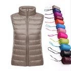 Женский пуховик, ультрасветильник, тонкий, ветрозащитный, без рукавов, на утином пуху