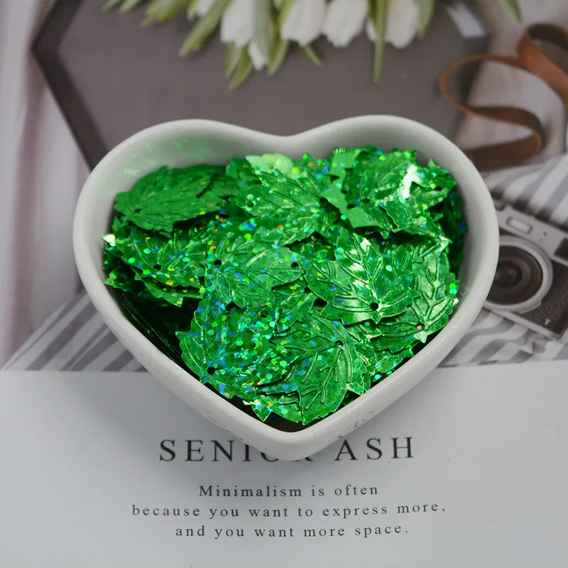 22 мм плоский кленовый лист пайетки с отверстием в центре для самостоятельного шитья аксессуаров, костюмов и ювелирных изделий из Южной Кореи 2021 новые.