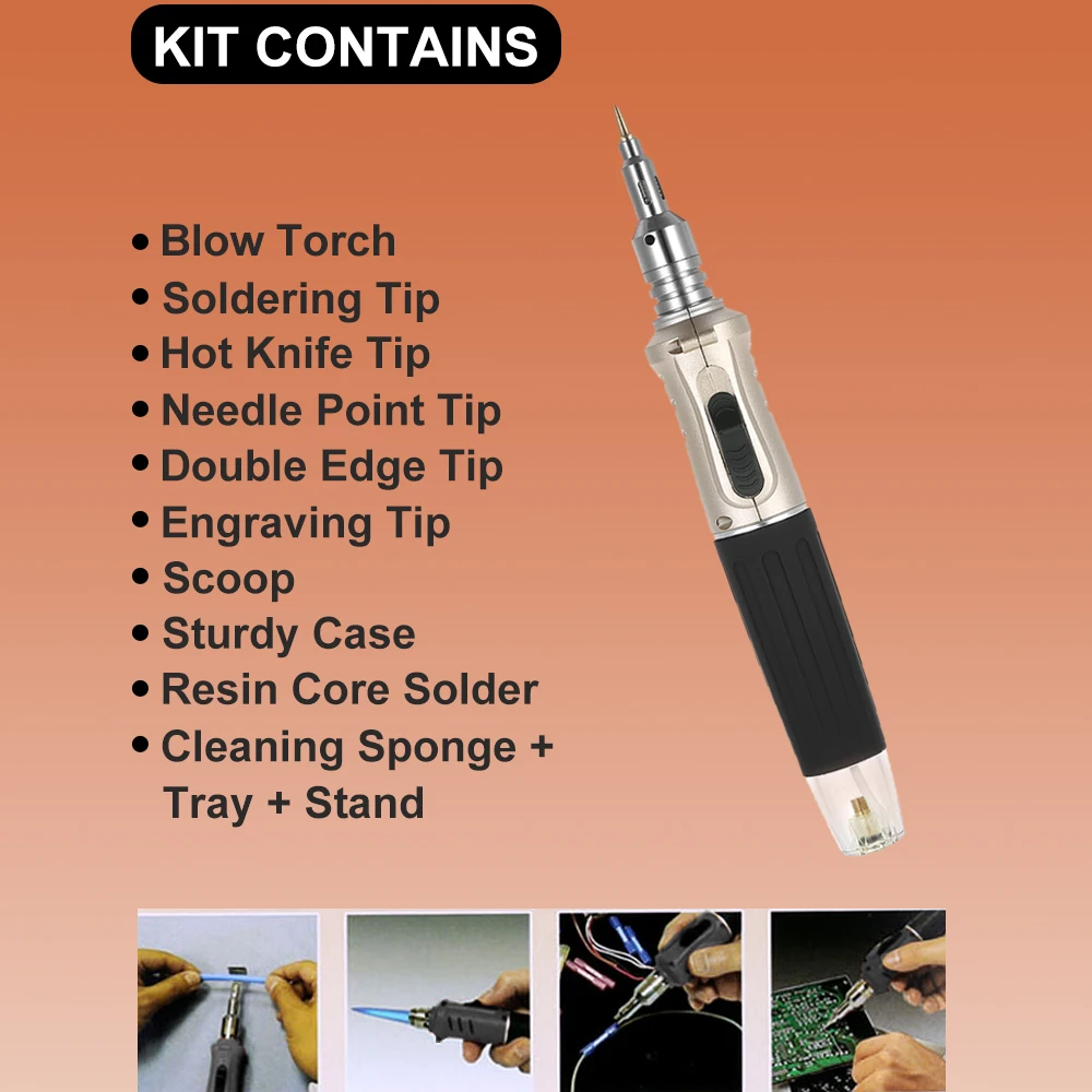 

New HS-1115K Professional Soldering Iron 10 in 1 Soldering Iron Set Butane Gas Soldering Iron Set 26ml Welding Equipment