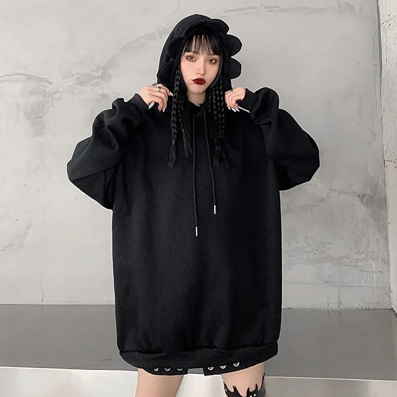 Ruibbit Сезон весна осень В стиле Харадзюку в панк готика толстовка худи для девочек